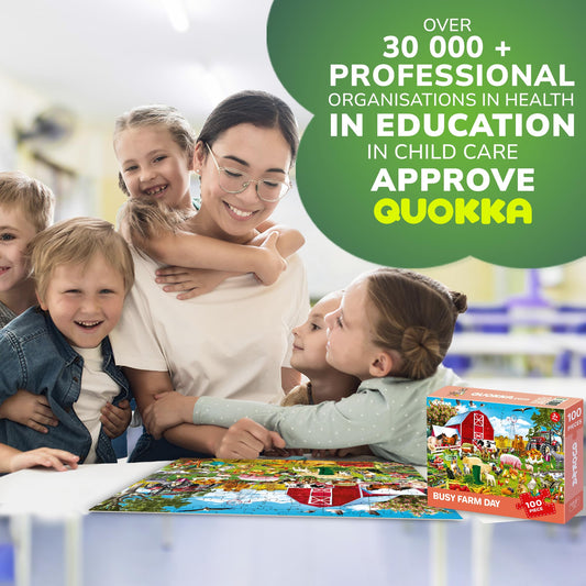 QUOKKA puzzle-farm-animals-illustration with friendly animals