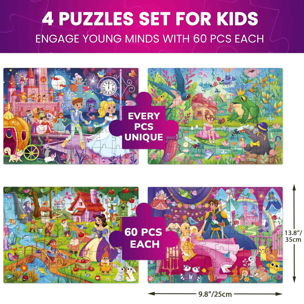 QUOKKA Puzzles fairy tale 60pc princess portrait supports fine motor skills during play.
