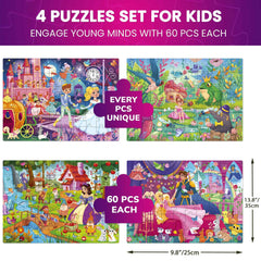 QUOKKA Puzzles fairy tale 60pc princess portrait supports fine motor skills during play.