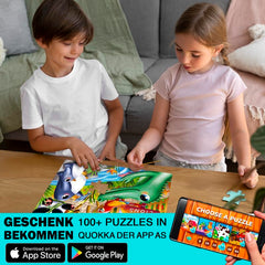 QUOKKA puzzles kids playing zoo 60-piece image supports cooperative play