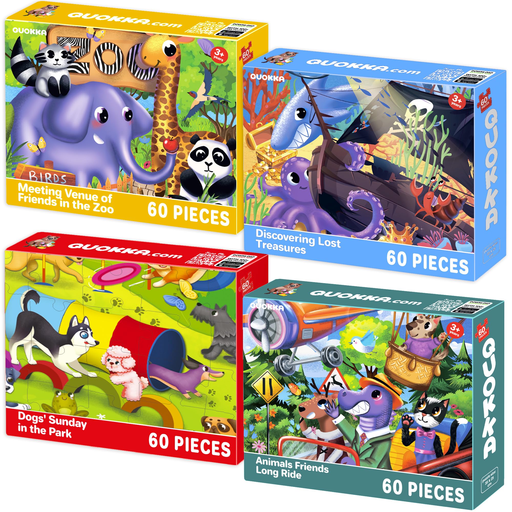 QUOKKA puzzles zoo scene 60-piece for ages 4-6 support problem-solving and focus