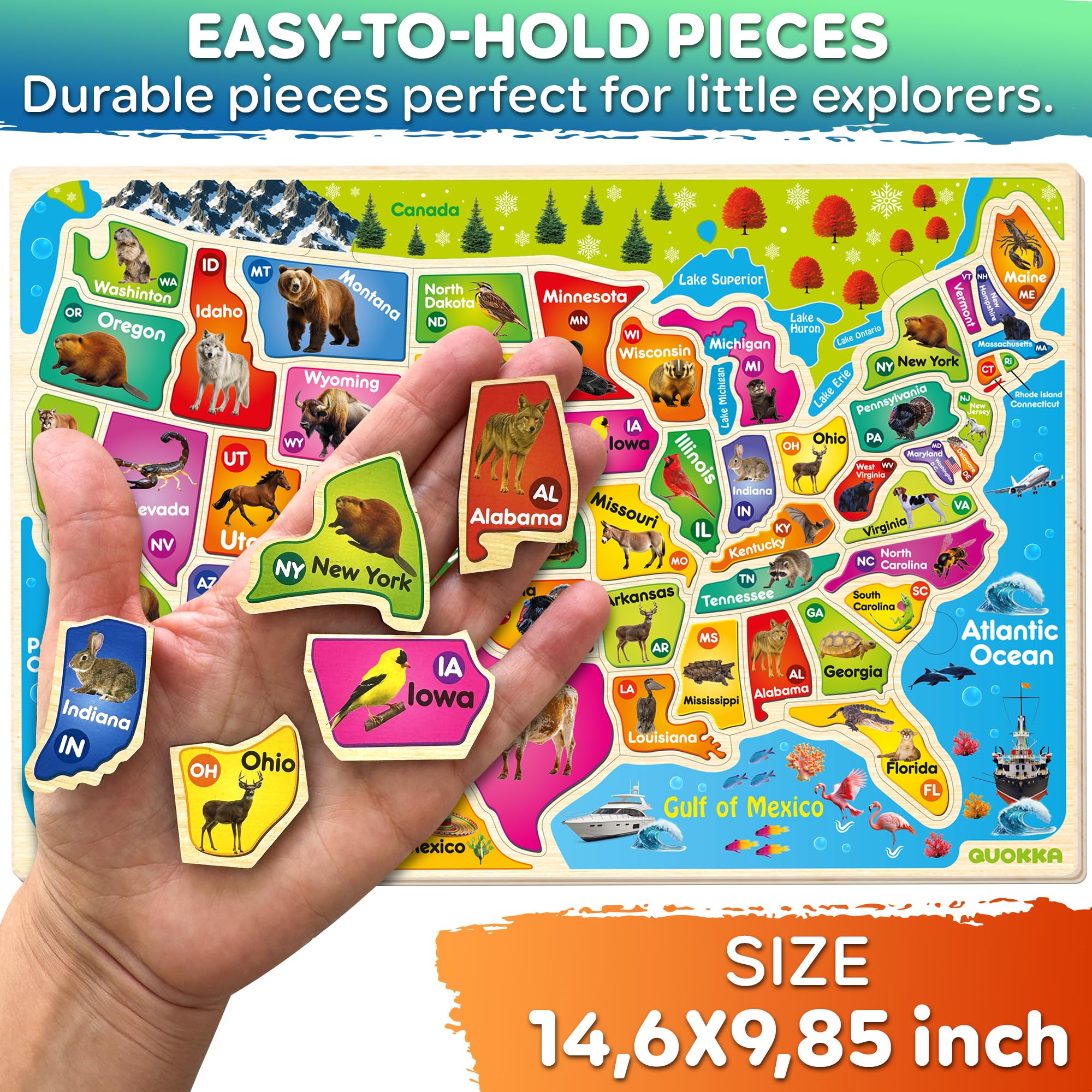 QUOKKA Puzzles animal and landmark illustrations spark curiosity during playtime.