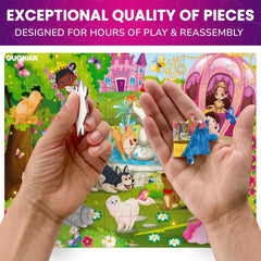 QUOKKA puzzles child-hand assembling image demonstrates hands-on learning.