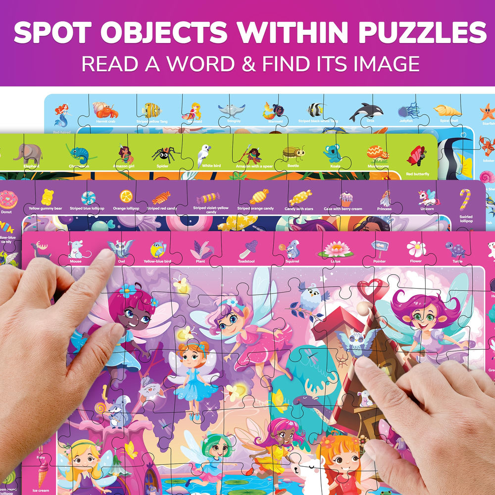 QUOKKA puzzle set shown with child hands assembling to practice fine motor skills