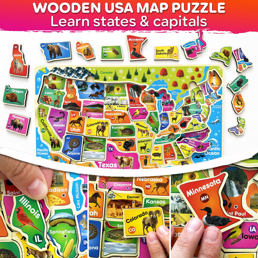 QUOKKA Puzzles color-coded states support recognition and matching skills for early geography.