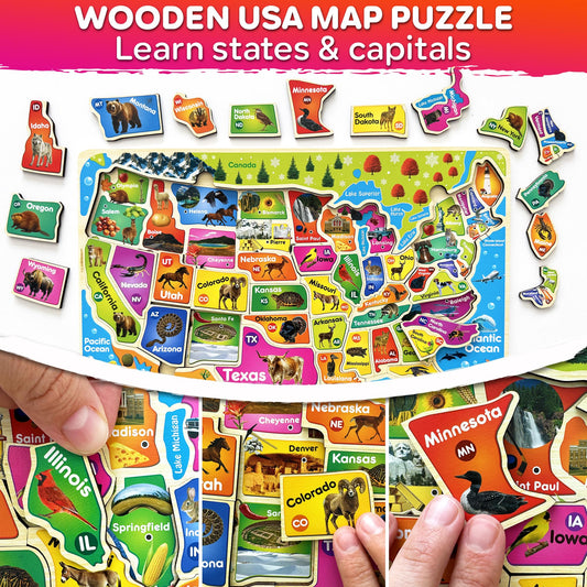 QUOKKA Puzzles color-coded states support recognition and matching skills for early geography.