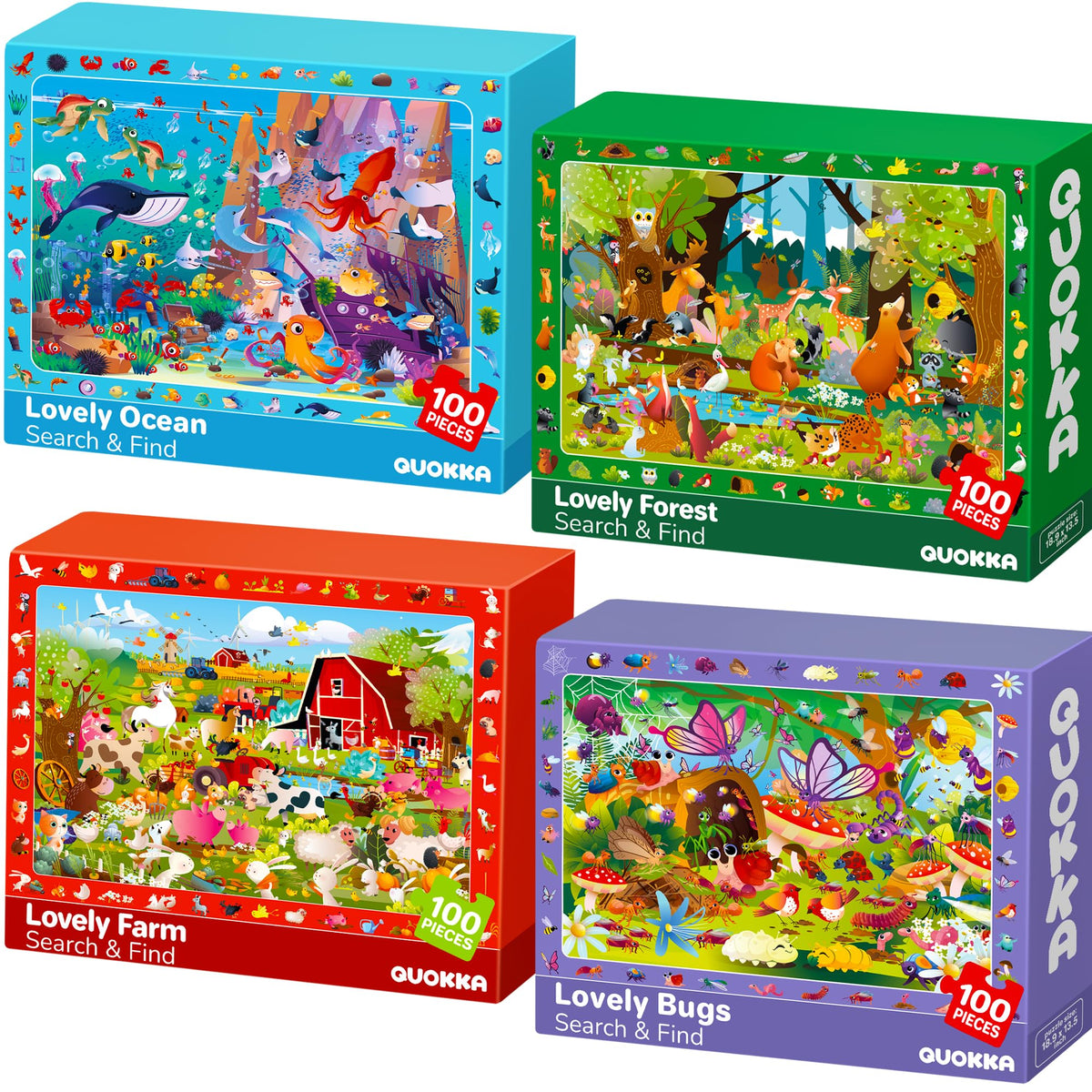 QUOKKA 100-piece puzzles farm scene – engaging farm adventure that supports focus during quiet time.