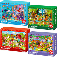 QUOKKA 100-piece puzzles farm scene – engaging farm adventure that supports focus during quiet time.