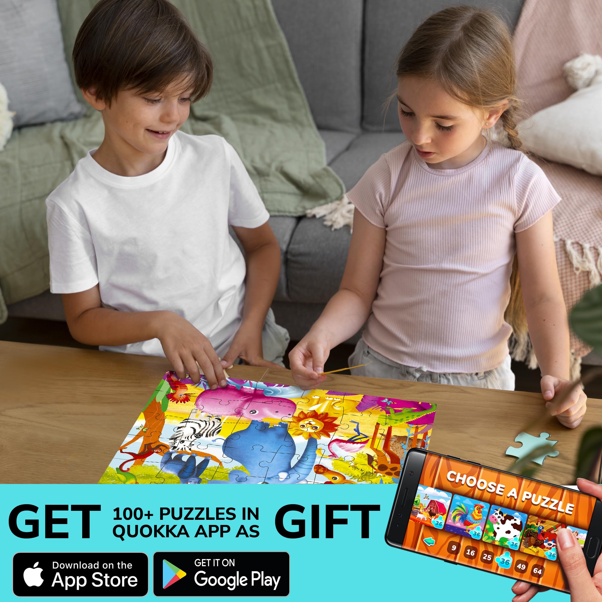 QUOKKA Puzzles Unique piece shapes aid quick fitting and spatial skills.