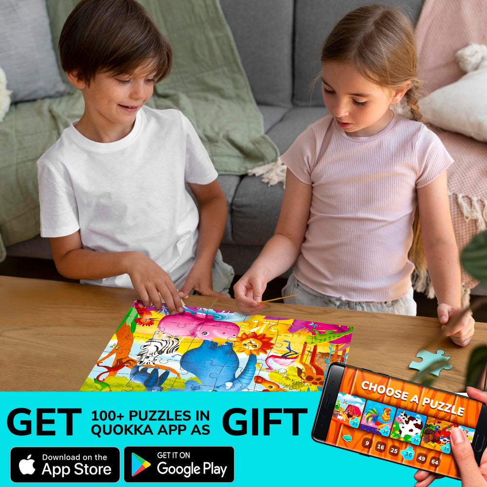 QUOKKA Puzzles Unique piece shapes aid quick fitting and spatial skills.
