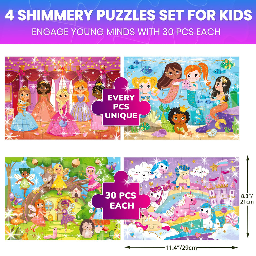 QUOKKA Puzzles shimmer unicorns 30-piece set sparks storytelling and problem solving.