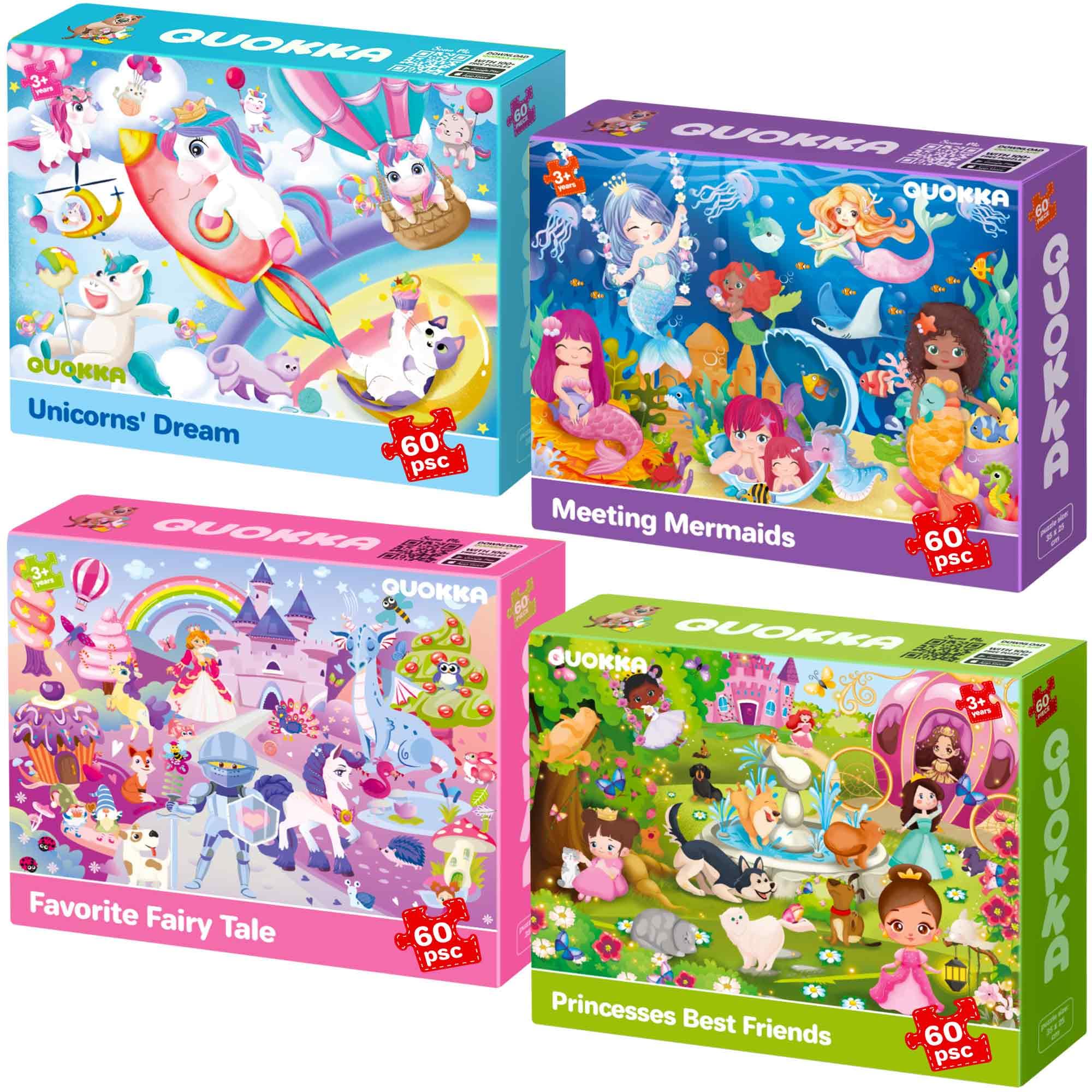 QUOKKA puzzles unicorn-princess scene boost imagination and fine motor skills.