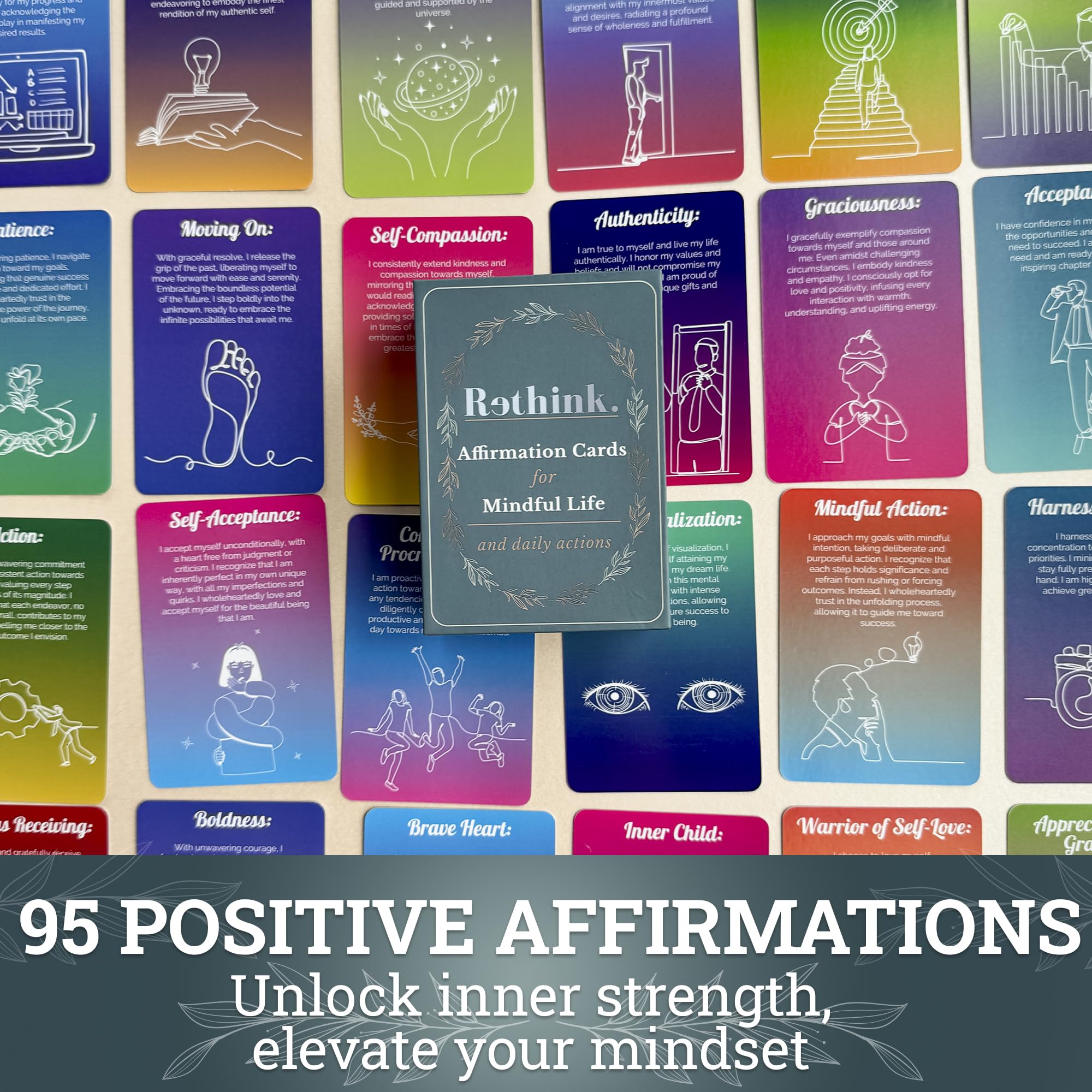 QUOKKA Rethink95 card design detail highlighting vibrant colors for visual mindfulness.