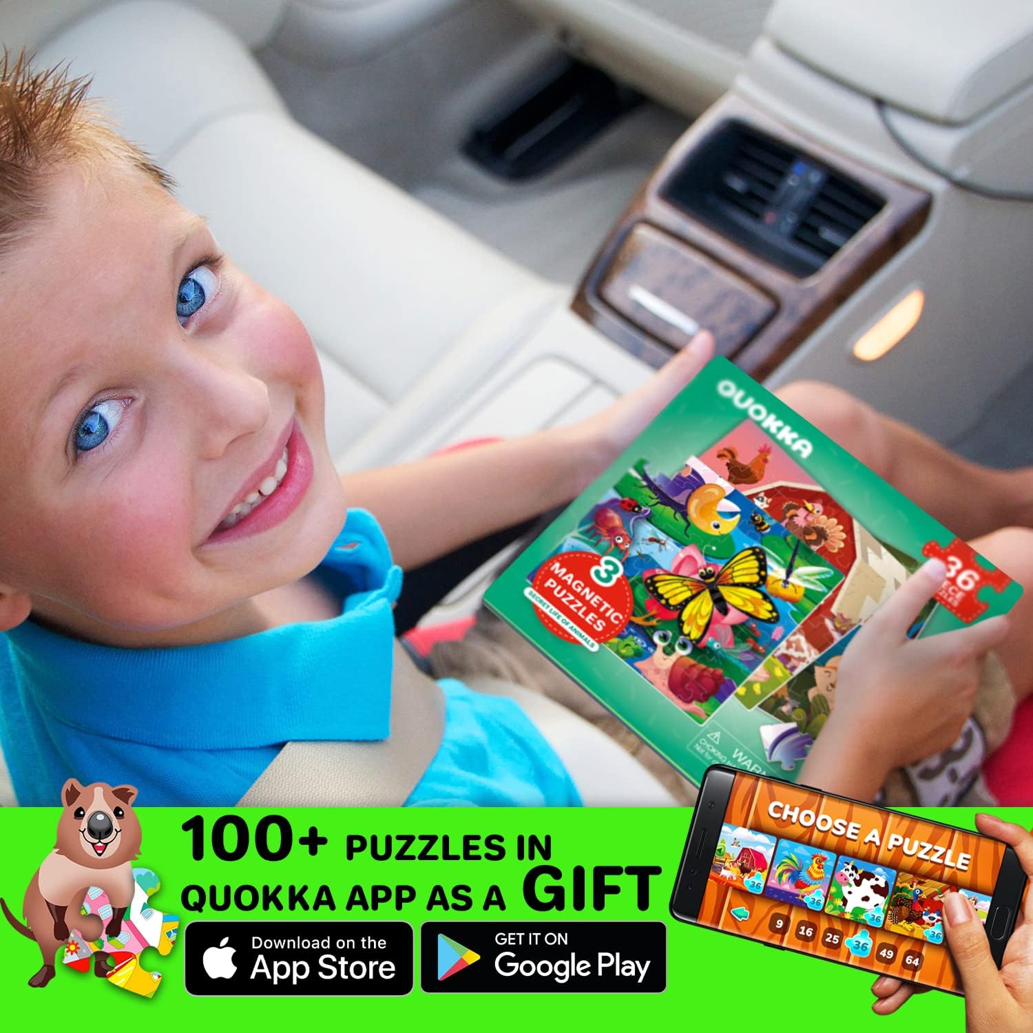 QUOKKA road-trip activity keeps kids engaged and seated during travel.