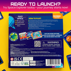 QUOKKA Space Board Game family play session highlighting 3 difficulty levels.