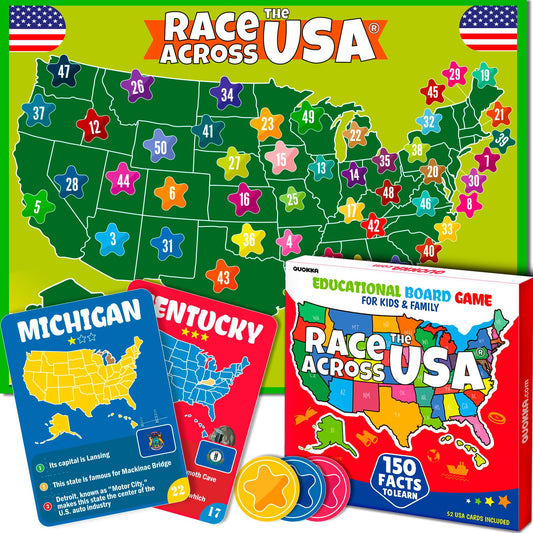 QUOKKA States map board for interactive geography learning during family game night