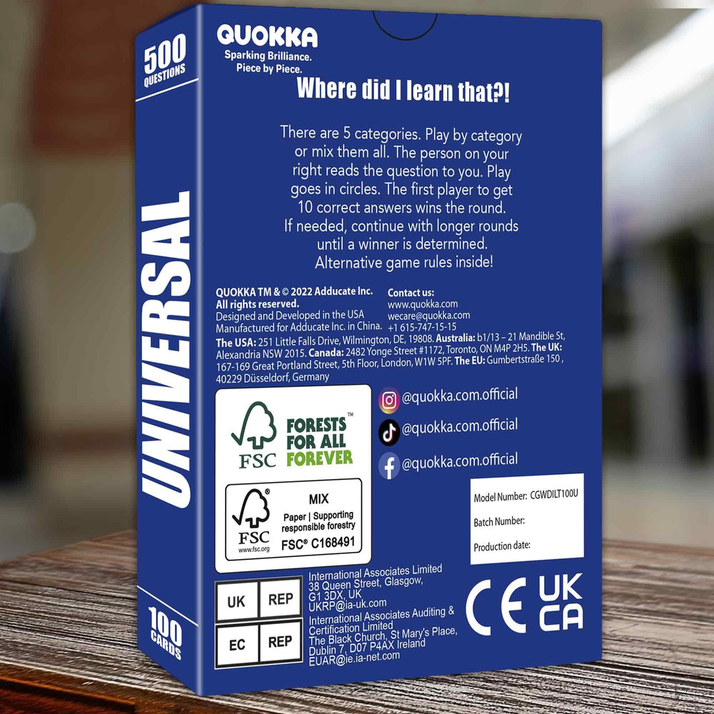 QUOKKA trivia family game night kit ready for gatherings and parties.