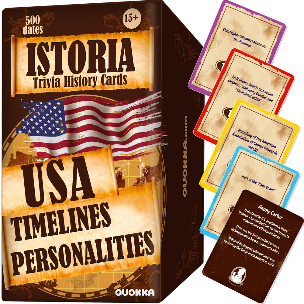 QUOKKA USA History timeline deck for a fast-paced family challenge and learning