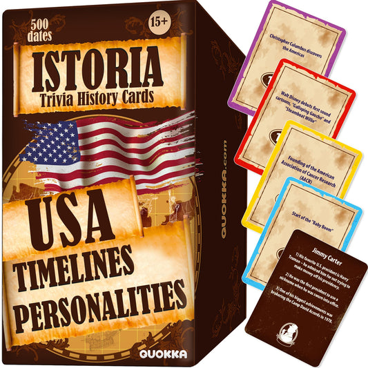 QUOKKA USA History timeline deck for a fast-paced family challenge and learning