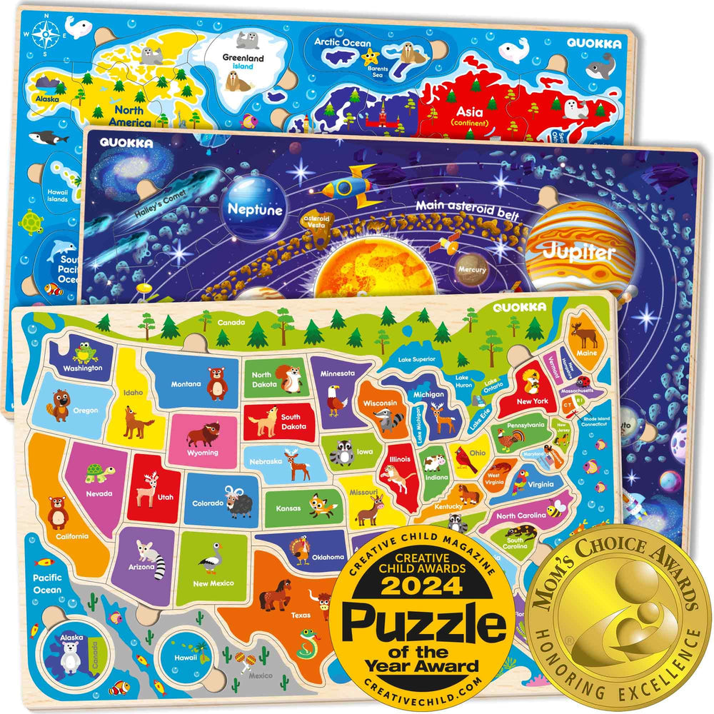QUOKKA USA states puzzle aids capitals learning and fine motor skills