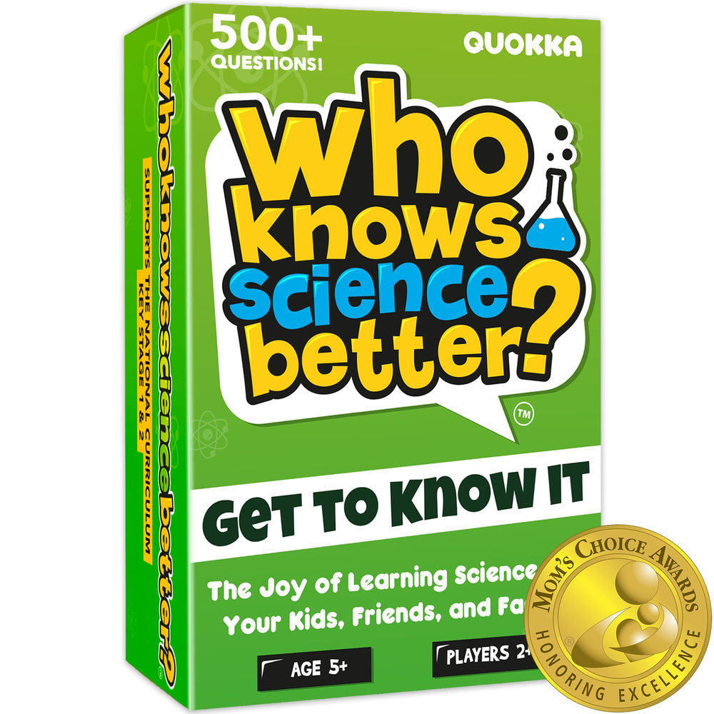 QUOKKA Who Knows Better game box for family science trivia and learning fun.