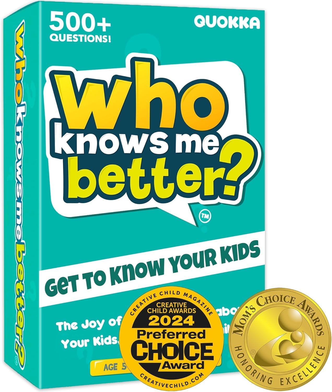 QUOKKA Who Knows Better Original front cover invites family game night with bold, friendly design.