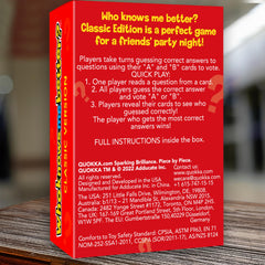 QUOKKA card back highlighting 500+ questions for endless play
