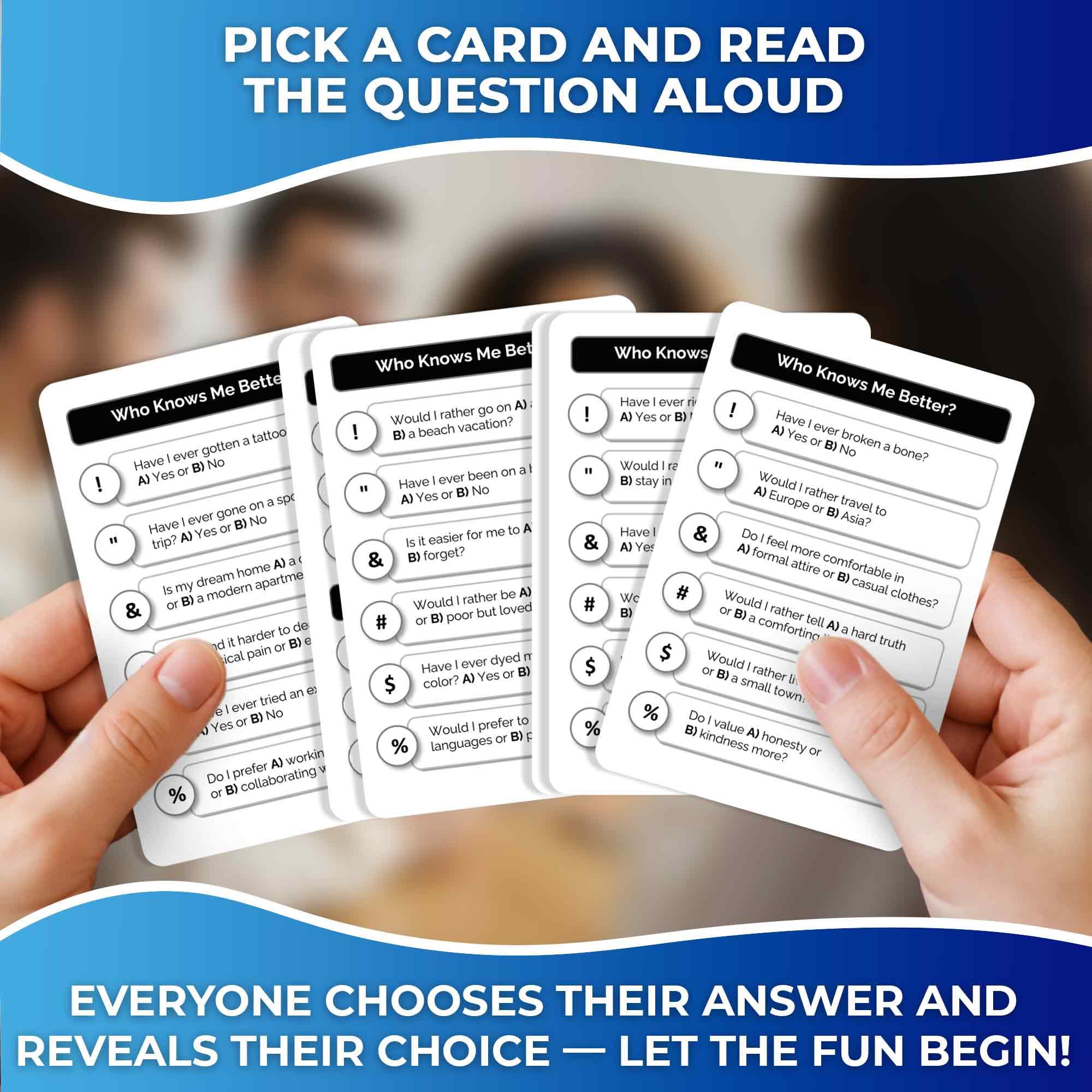 QUOKKA Who Knows Me Better Classic Edition deck ready for quick, engaging questions