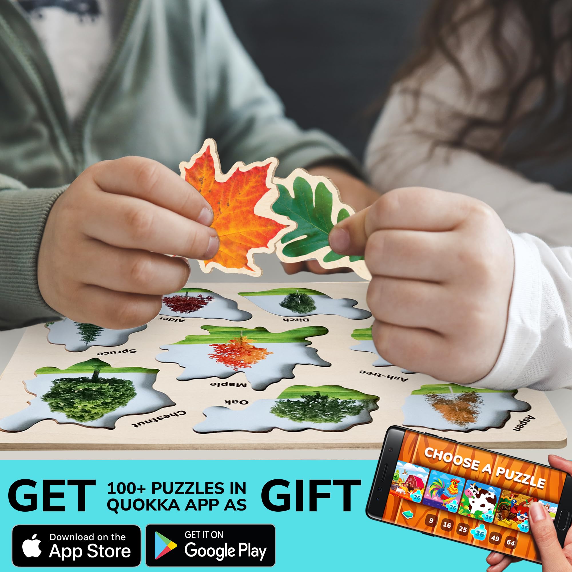 QUOKKA wooden puzzle colorful prints stay vibrant after kid-friendly use.