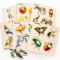 QUOKKA wooden puzzles animals promote animal recognition and fine motor skills for toddlers