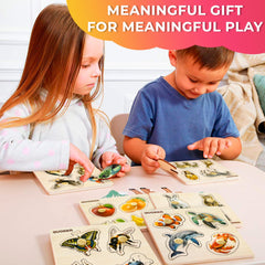 QUOKKA wooden puzzles hand-eye coordination build through guided exploration