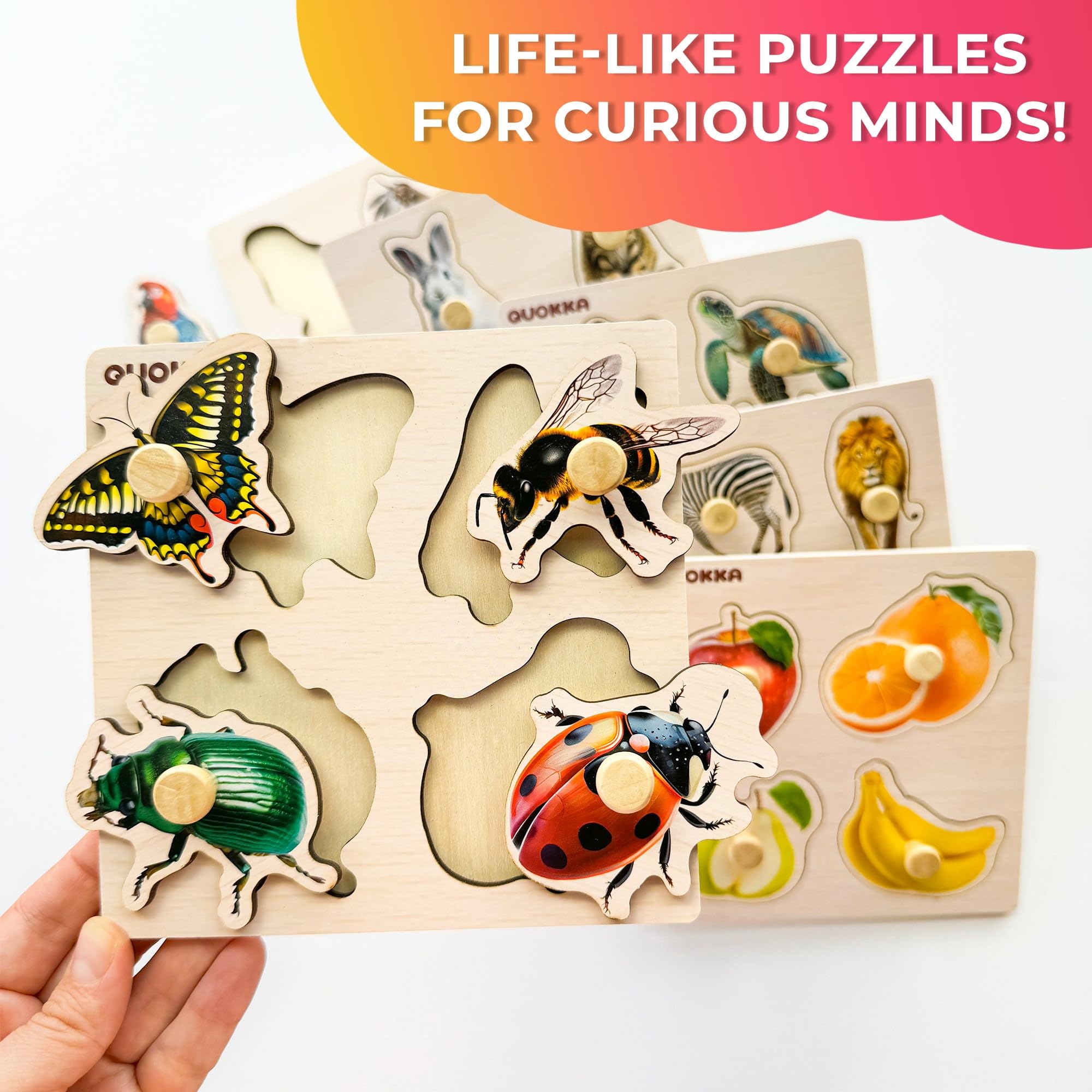 QUOKKA wooden puzzles shapes support early geometry and concentration in playtime