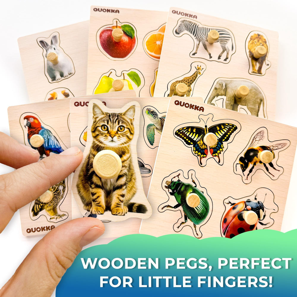 QUOKKA wooden puzzles vehicles foster problem-solving and motor planning for kids