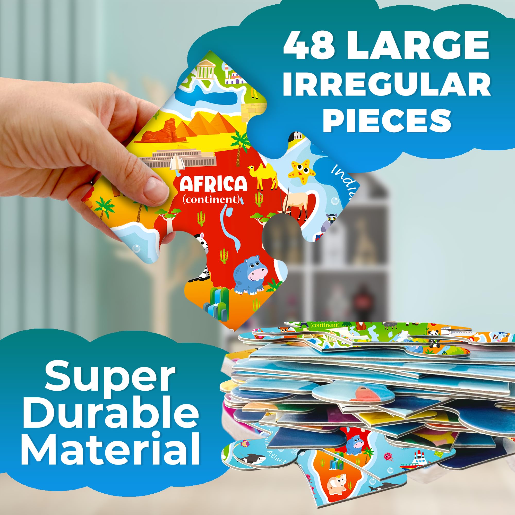 QUOKKA world map puzzle scene offers engaging educational play for curious kids.