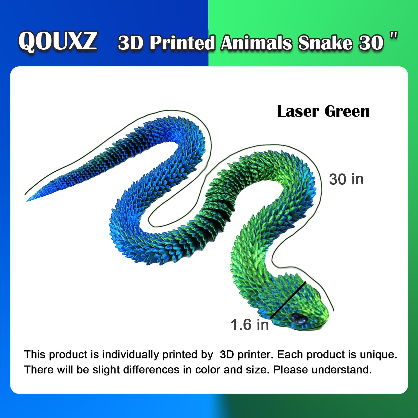 QOUXZ articulated snake joints allow versatile poseable display.