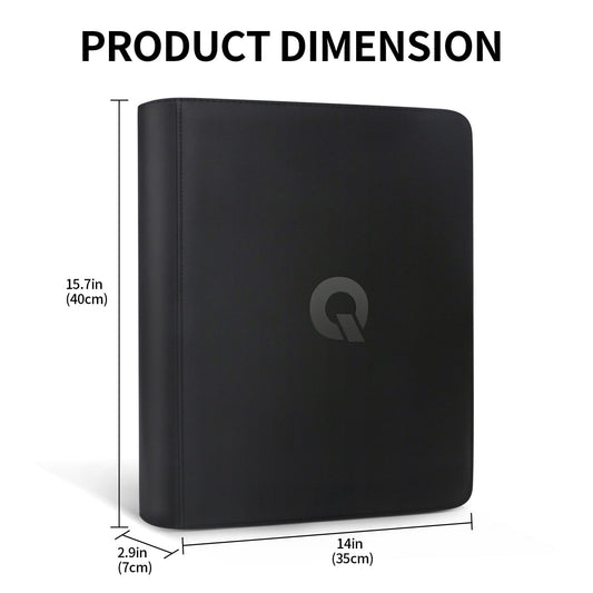Qurhafoo toploader binder opened to reveal 36 pages with nine pockets each.