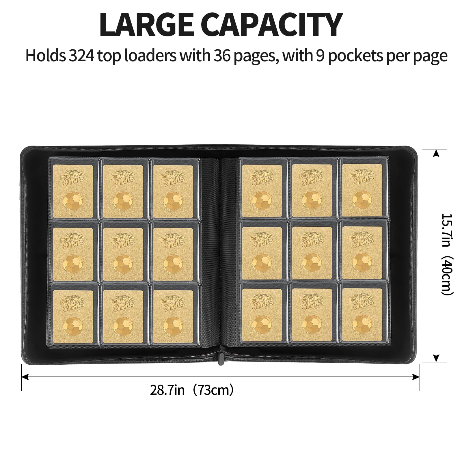 Qurhafoo toploader binder side-loading pockets for easy card insertion and security.