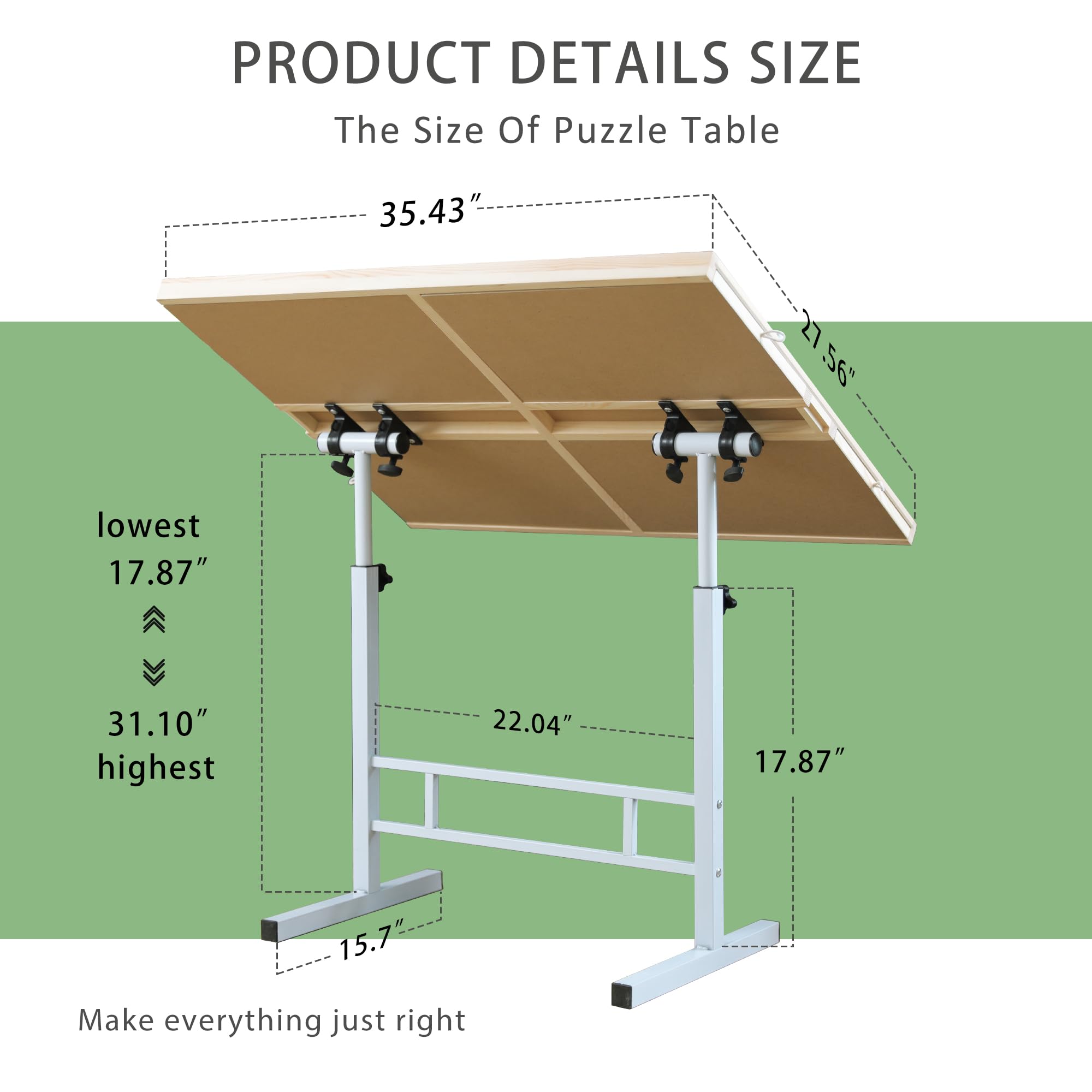 QUTMISAMY puzzle table tilting top shows adjustable angle.