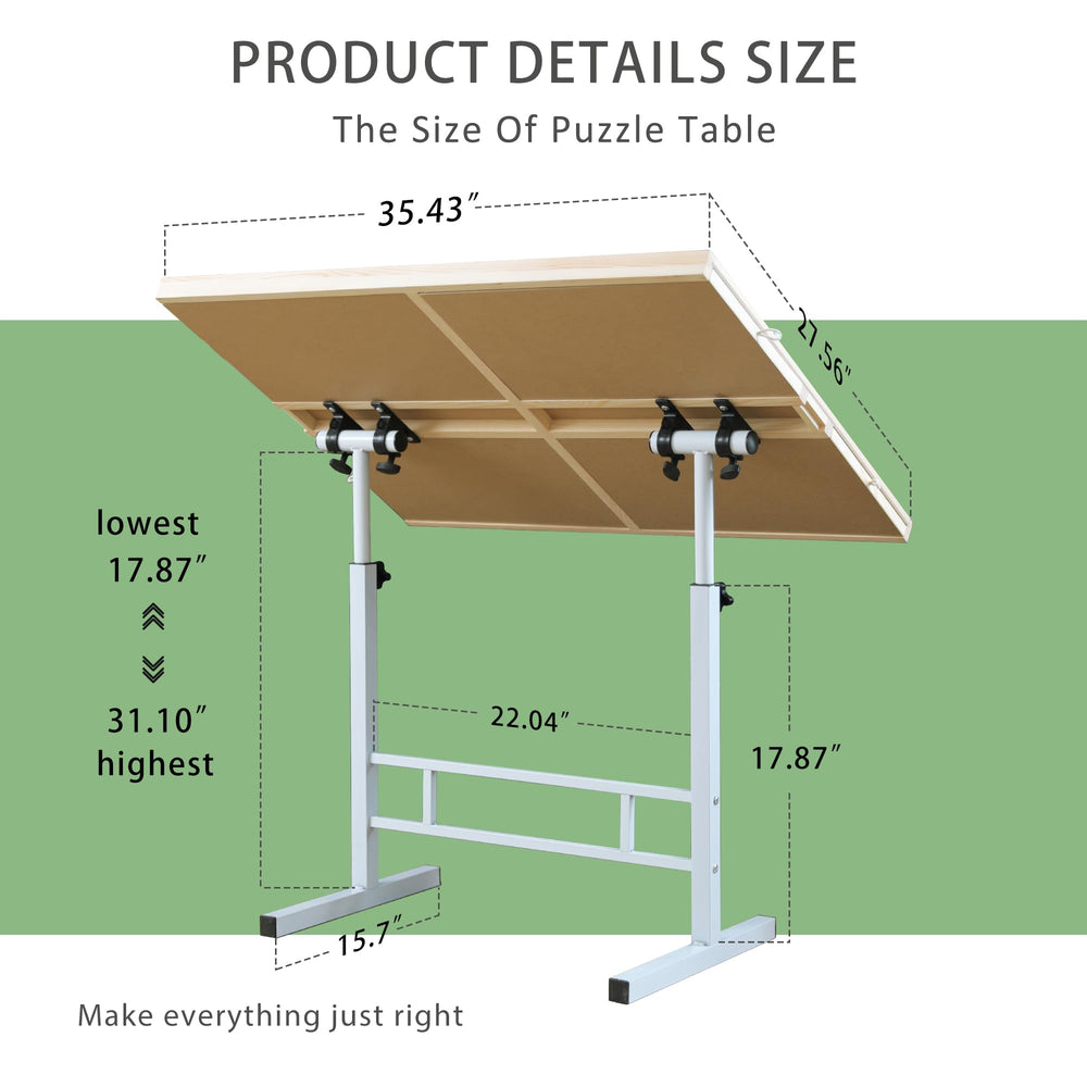 QUTMISAMY puzzle table tilting top shows adjustable angle.
