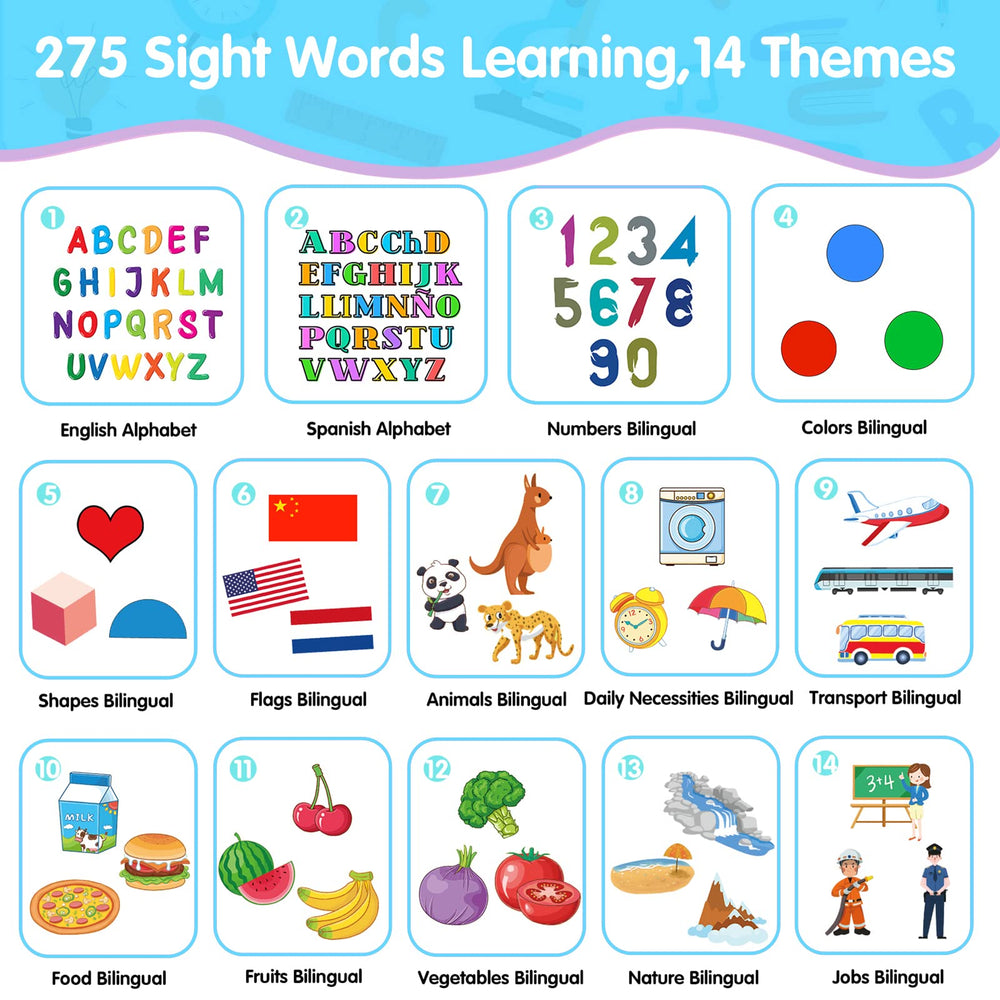 QuTZ bilingual Spanish-English flash cards for word recognition and listening comprehension.