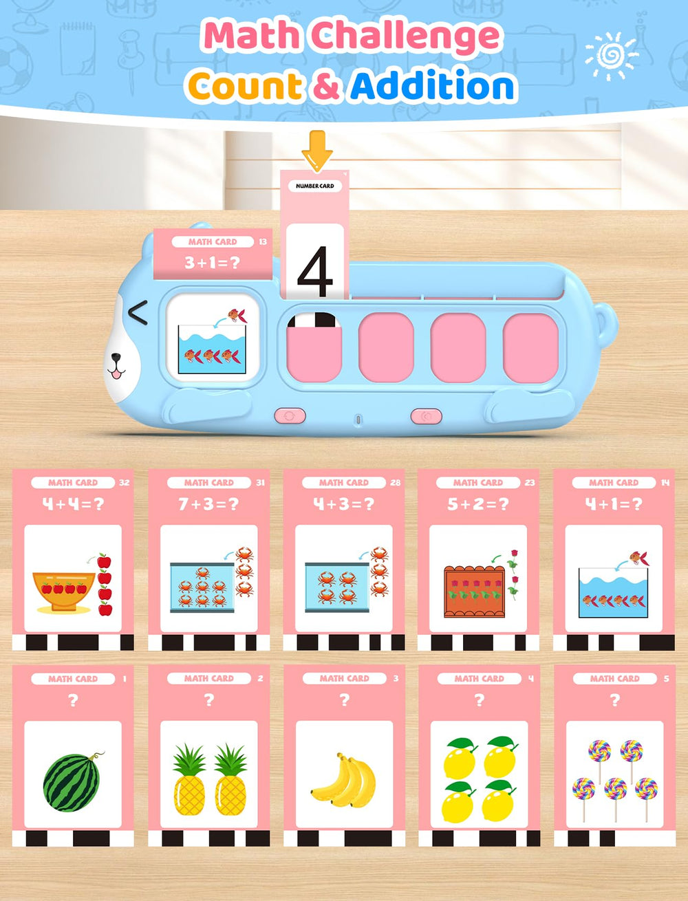 QuTZ number cards support counting and basic arithmetic fluency.