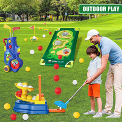 Qutumill toddler golf set wheeled cart enhances portability and storage