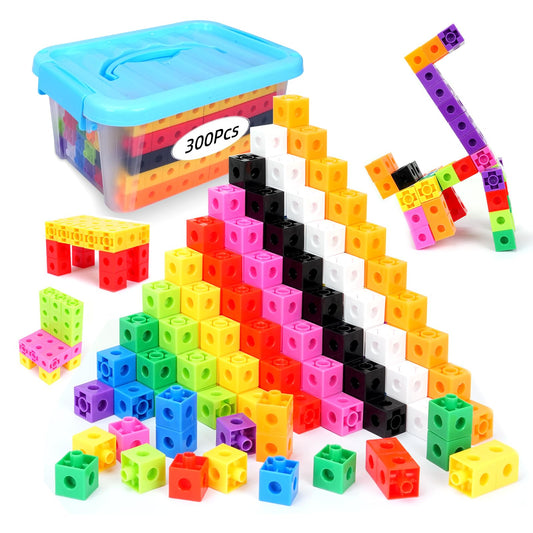 QUYSK 300-pc linking cubes ensemble for colorful counting and spatial exploration.