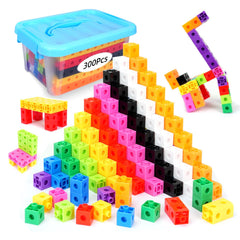 QUYSK 300-pc linking cubes ensemble for colorful counting and spatial exploration.