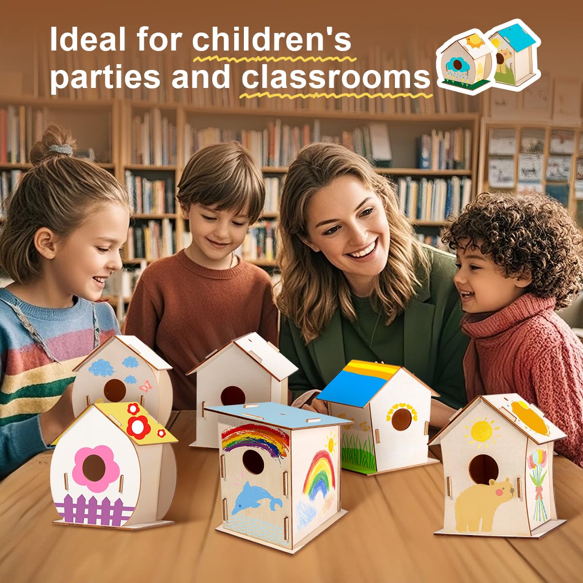 QUYSK birdhouse kit paint-ready surfaces invite colorful designs and expression.