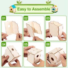 QUYSK birdhouse kit with slot-in construction stays sturdy during activities.
