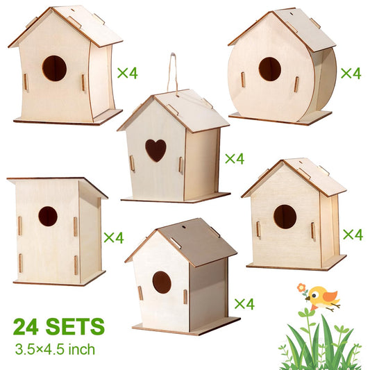 QUYSK birdhouse kit unfinished wood enables painting and creative indoor play.