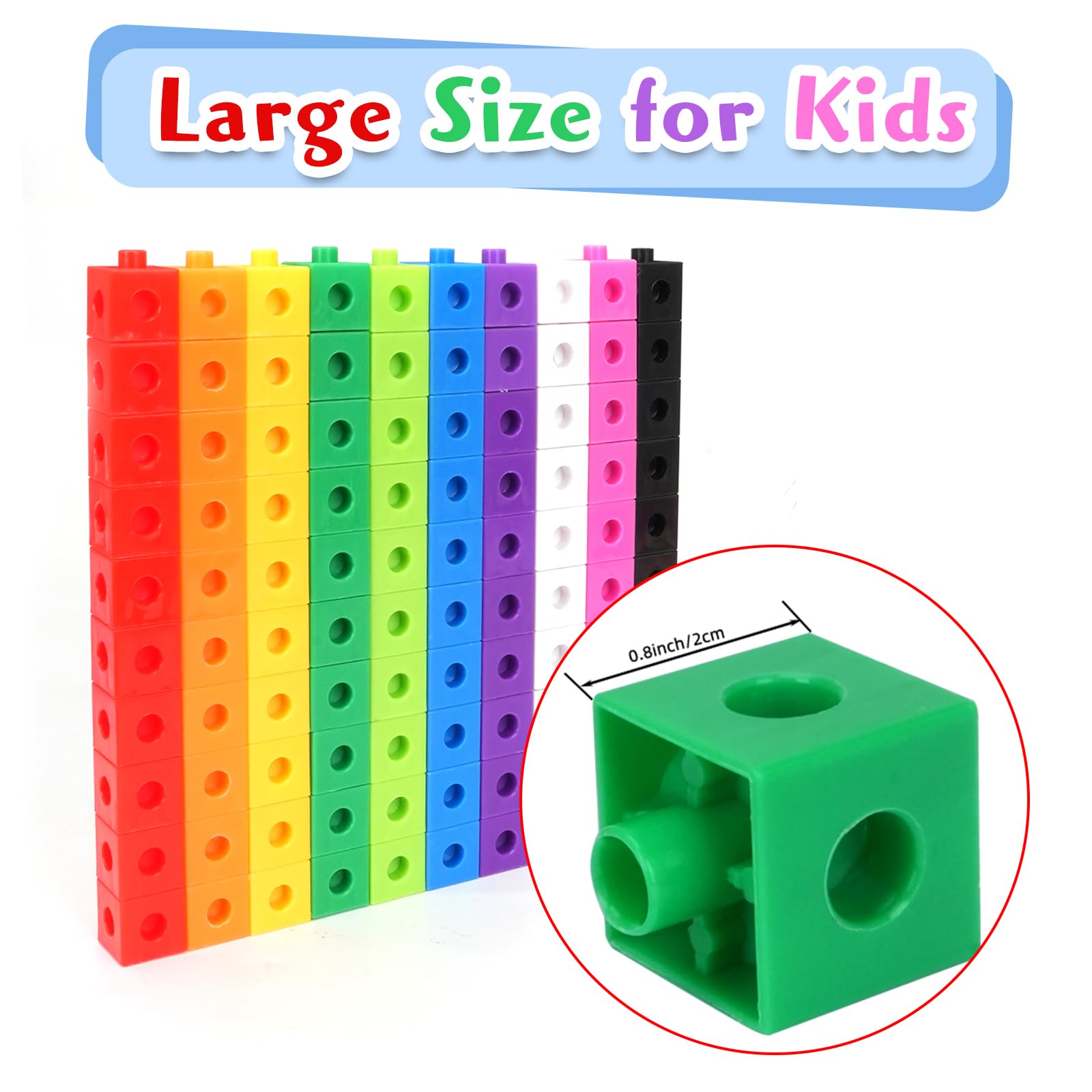 QUYSK color-coded cubes with storage box for easy cleanup and learning.