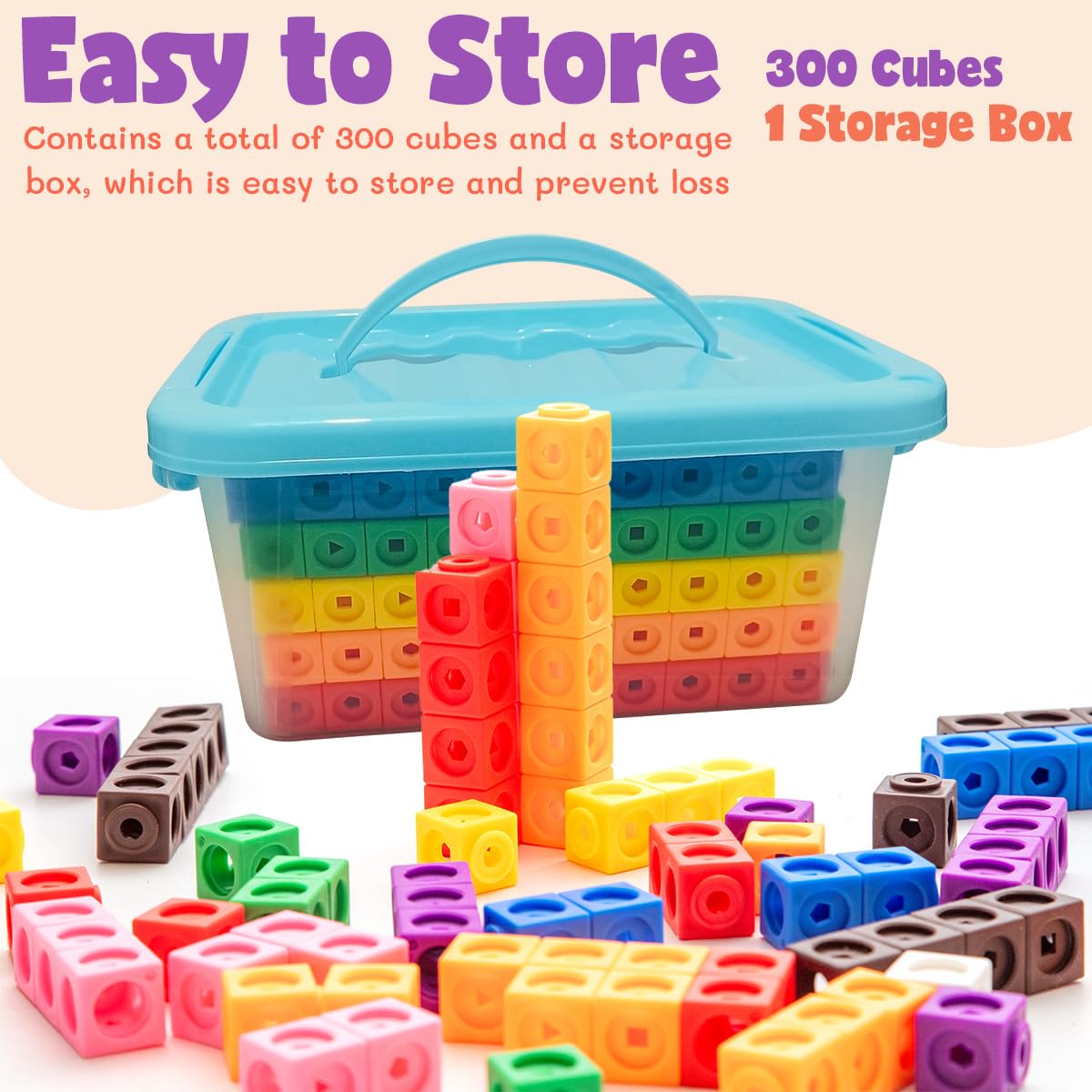 QUYSK storage box for linking cubes keeps toys organized and ready.