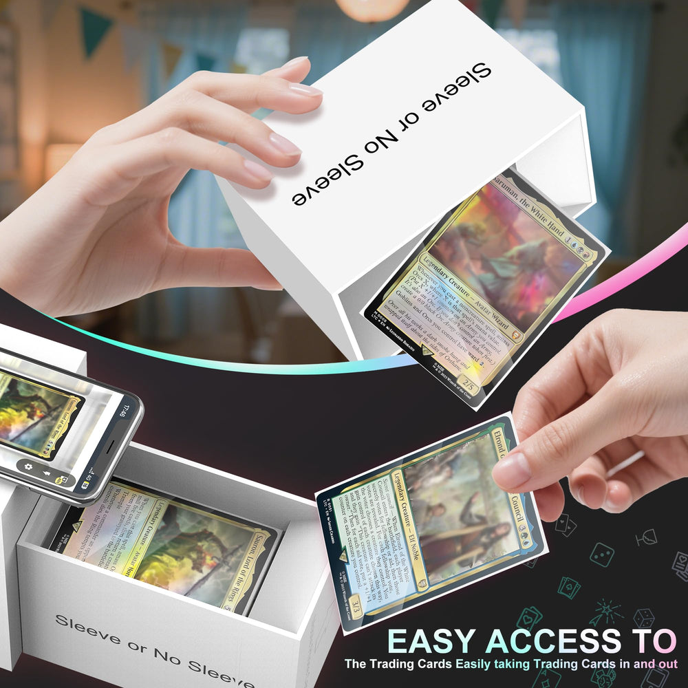 QWUIU MTG Card Scanner Stand showing sleeved cards in scan.